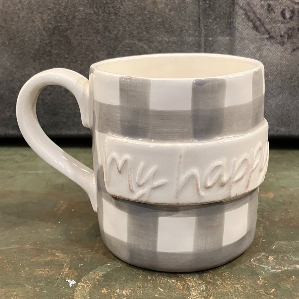 Mud Pie My Happy Place 16oz Ceramic Mug. NWT